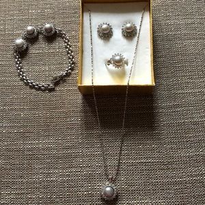 Jewelry complete set of cultured pearl